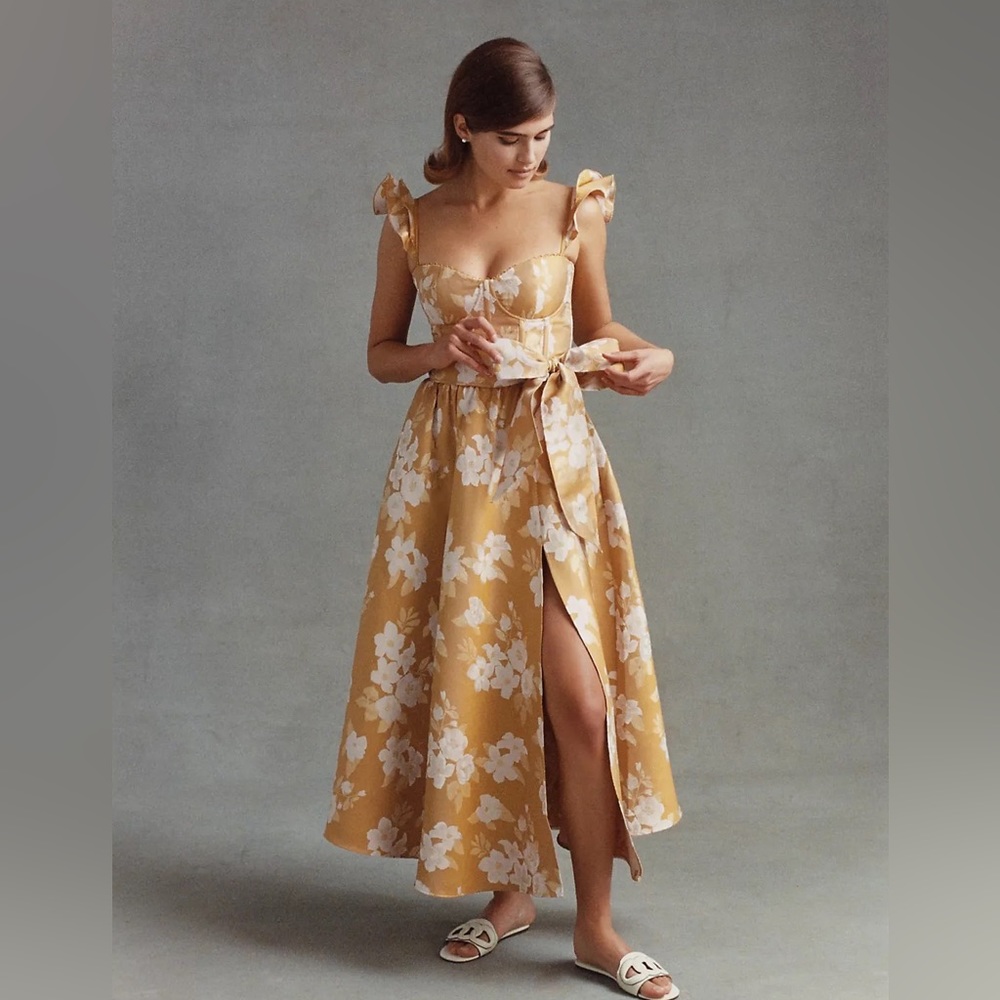 V. Chapman Gold Floral Broque Vera Dress